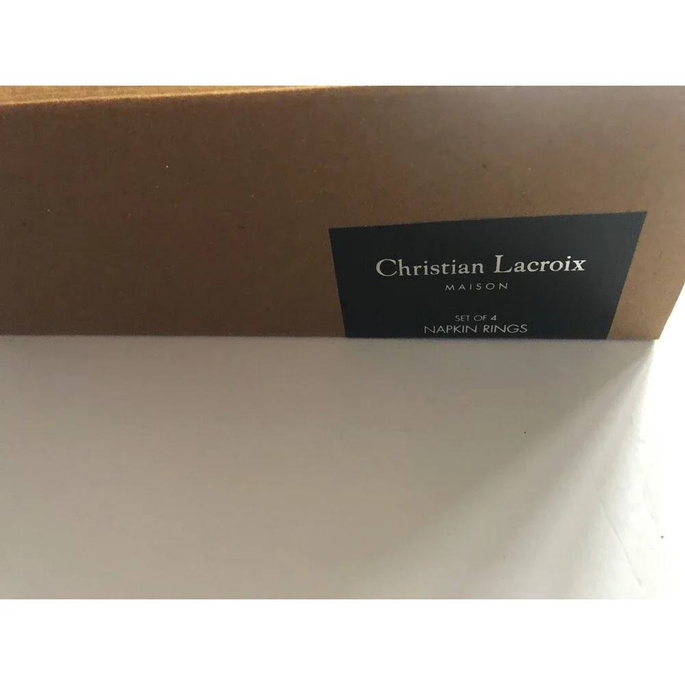 Christian Lacroix Halloween Spider Web Napkin Rings Black Gothic Metal Set of 4